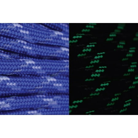 UltraCord 50 Feet - Electric Blue - Reflective, Glow in the Dark Cord with Fishing Line and Jute
