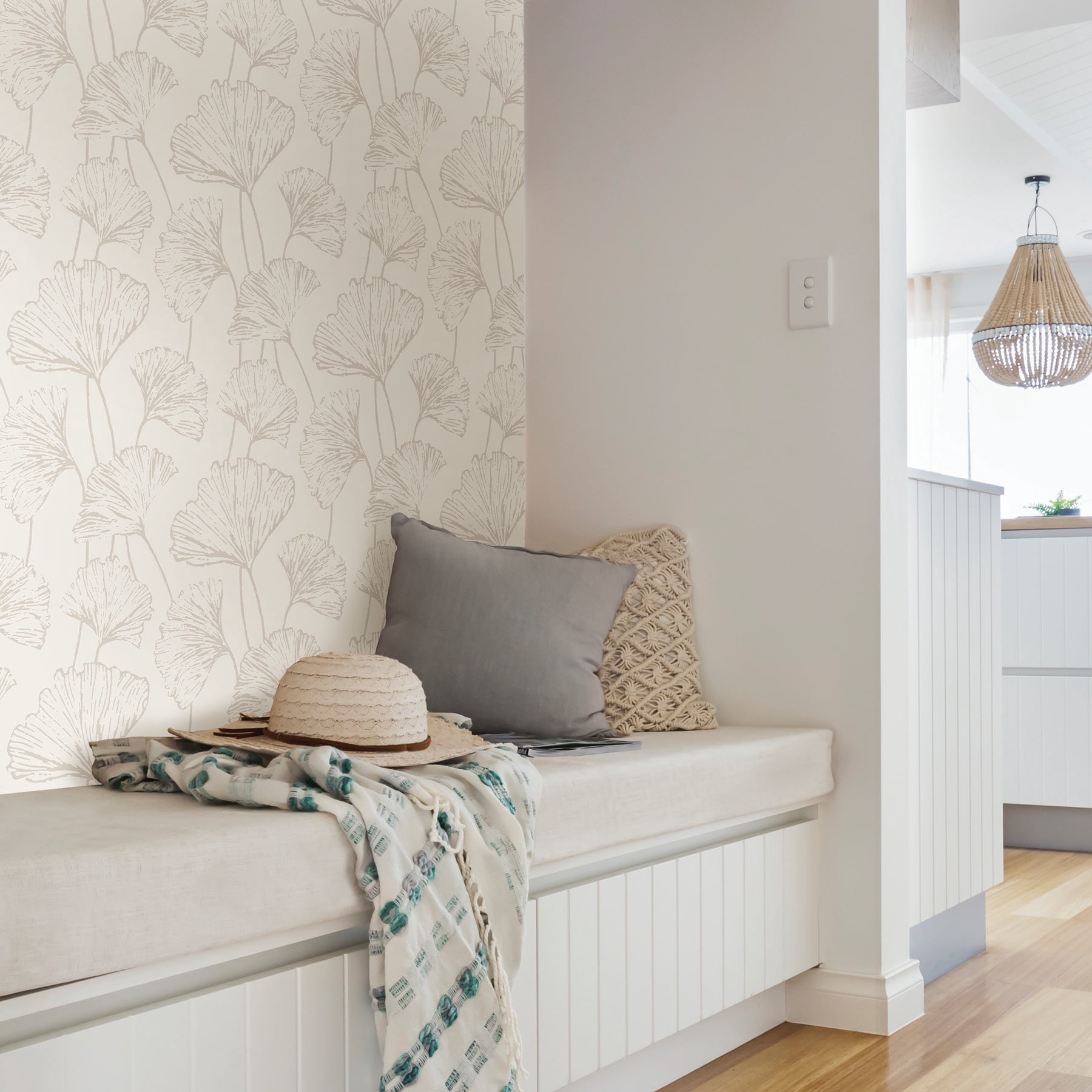 NuWallpaper Silver Hikarigaoka Vinyl Peel And Stick Wallpaper, 216-in by 20.5-in, 30.75 sq. ft.