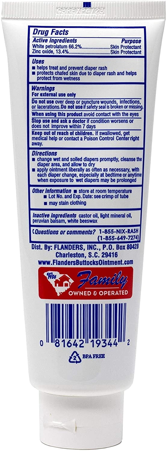 Flanders Buttocks Ointment Diaper Rash, Heat Rash and Chafing Ointment (2 Pack)