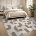 thumbnail image 3 of ODIKA 8'x10' Beige Brown Interlocking Chain Washable Area Rug Modern Mid Century Repeating Motif Contemporary for Living Room, Under Sectional, Family , Durable, Non-Slip, 3 of 7