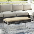 thumbnail image 2 of Gymax 43 Inch Patio Rectangle Ottoman w/ Metal Legs & Seat Cushion, 2 of 10
