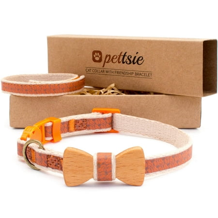 UPC: 3830066130000 | Pettsie Orange Breakaway Cat Collar Bow Tie and Matching Friendship Bracelet in Gift Box
