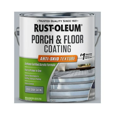 Dove Gray, Rust-Oleum Porch & Floor Coating Satin Anti-Skid- 262365, Gallon- 2 Pack