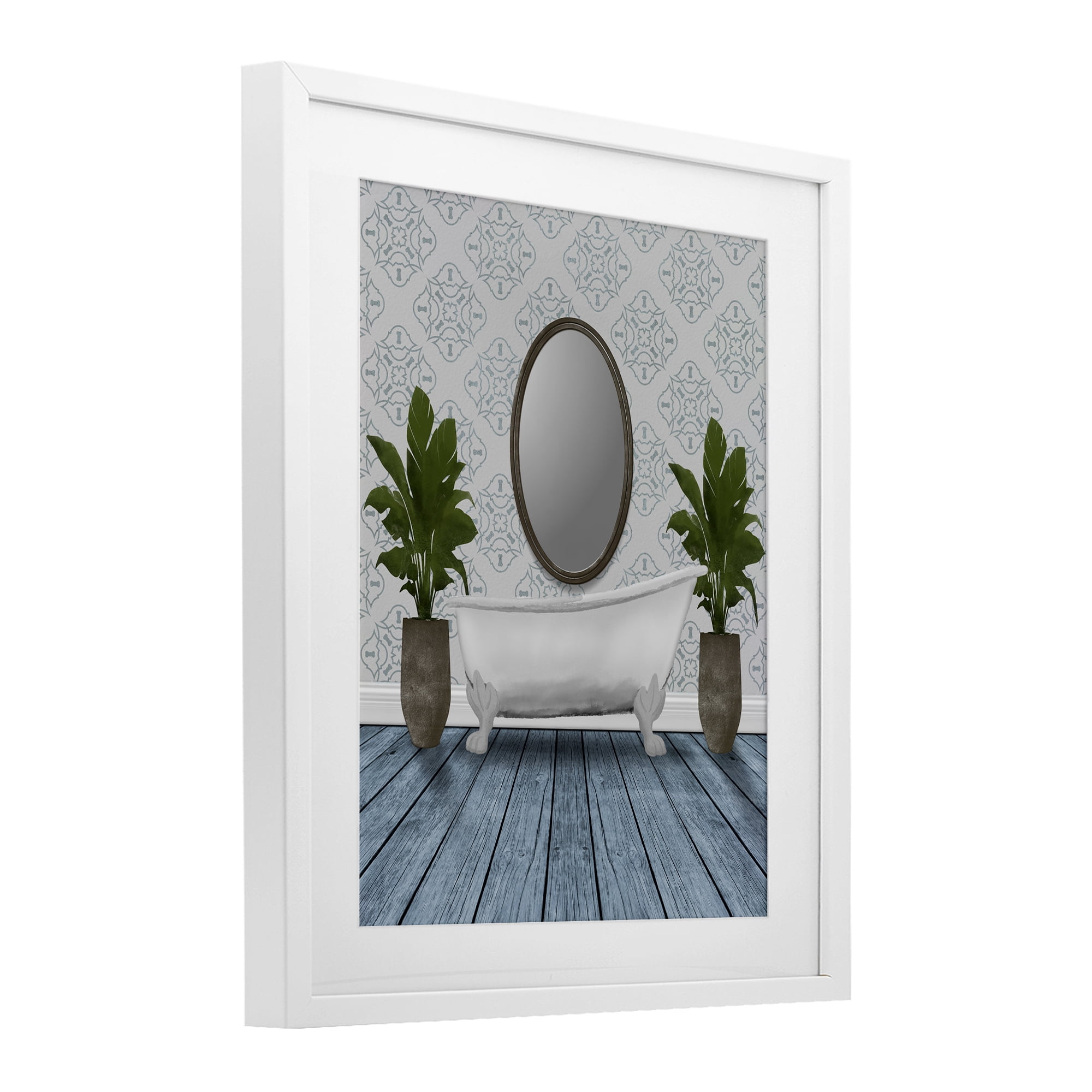 Stupell Industries Restful Wash Bathtub White Framed Print Under Glass, design by Marcus Prime