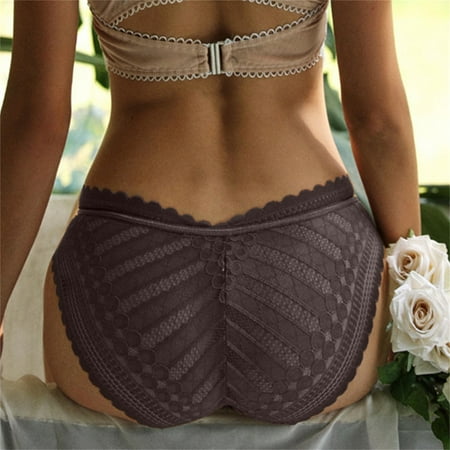 

Miayilima Panties For Women Low Waist Mesh Briefs Solid Color Cotton Crotch Underwear Panties