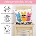 thumbnail image 3 of Happy Easter Hello Peeps Decorative Throw Pillow Covers 18 x 18 Set of 4, Colorful Bunny Rabbit Plaid Porch Outdoor Home Decor, Spring Polka Dots Love Hearts Couch Cushion Case, 3 of 6