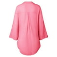 thumbnail image 4 of Women's Beach Shirts Long Sleeve Side Tie Curve Hem Tunic Tops Casual Loose Turndown Blouse Hawaiian Swimwear Cover Ups, 4 of 5