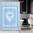 thumbnail image 2 of Erosebridal Pink Polka Dot Plaid Bow Shower Curtain 72Wx78L for Girls, Girly Checkered Heart Lace Waterproof Bath Curtain, 2 of 5