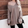 thumbnail image 4 of JINMGG V Neck Sweaters for Women Fall Winter Clearance,Women Sweater V-Neck Ripped Pullover Sweaters Crop Knit Jumper, 4 of 9
