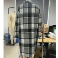 thumbnail image 4 of Plaid Long Jackets Womens Fall Button Up Lapel Flannel Shirt Shackets with Pockets Woolen Mid-length Trench Coat, Gray 2XL, 4 of 4