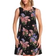 thumbnail image 1 of Vsdgher Robes d'Été Imprimé Bouquet pour Femmes Robe de Plage Décontractée Col en U Sans Manches Robe d'Été Ample avec Poche, 1 of 7