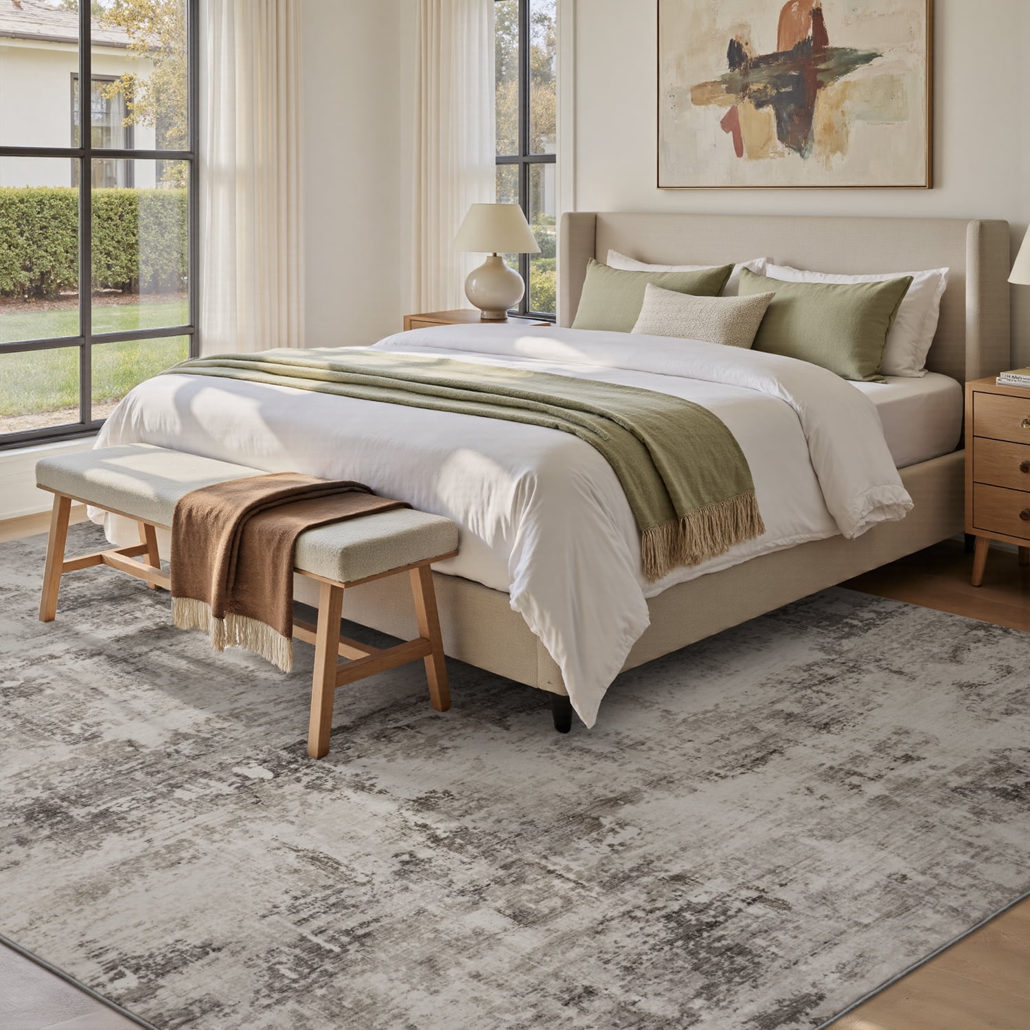 VUNATE 8'x10' Area Rugs for Living Room Marble Swirl Abstract Rug Ultra Soft Washable Rugs for Bedroom Anti Slip Durable Carpet Home Decor for Dining Room Taupe