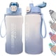 thumbnail image 1 of Botella de agua de 2,2 L, botella de agua deportiva Tritan sin BPA con marcador de tiempo, botella de agua deportiva a prueba de fugas con pajita de sílice, botellas de agua para fitness, camping, ciclismo (azul y blanco) ACTIVE Biensenido a ACTIVE, 1 of 5