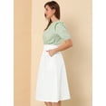 thumbnail image 4 of Falda de algodón de cintura elástica vintage campesina para mujer Faldas médicas a media pierna con bolsillos blanco M, 4 of 6