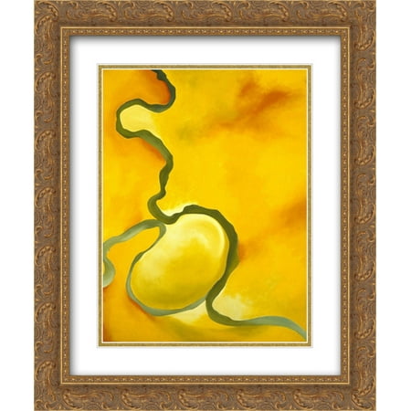 - Georgia O'Keeffe 2x Matted 20x24 Gold Ornate Framed Art Print 'Green, Yellow and Orange'