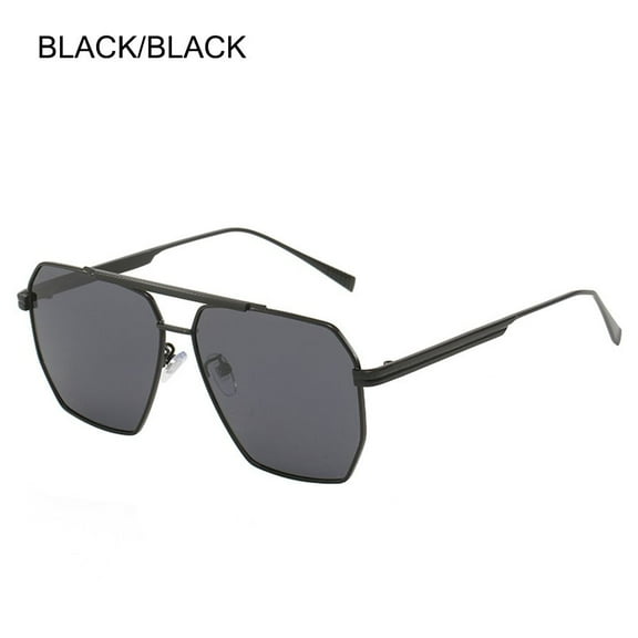 Retro Lightweight UV400 Protection Oversized Polarized Sunglasses Women's Polygon Sunglasses Metal Frame Men's Shades BLACK/BLACK