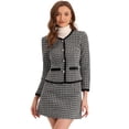 thumbnail image 1 of Conjunto de Traje Allegra K Mujer Dos Piezas Chaqueta y Falda Tweed Cuadros Negro XS, 1 of 6