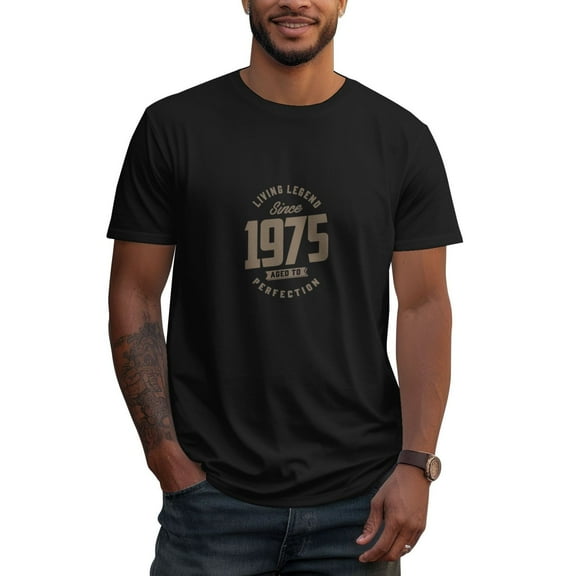Living Legend Since 1975 Birthday Mens 100% Cotton Short Sleeve T-Shirt 180g Round Neck Casual Fashion T-Shirt