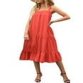 thumbnail image 2 of Robe Maxi Ample à Volants Sans Manches à Bretelles Épaisses Réglables pour Femmes avec Poches, 2 of 7