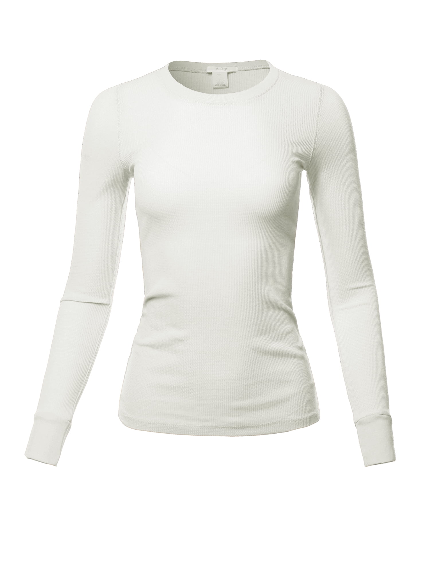 A2y A2y Womens Basic Solid Fitted Long Sleeve Crew Neck Thermal Top Shirt White L Walmart 6661