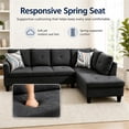 thumbnail image 3 of Aukfa 97" Classic Sectional Sofa 4 Seat L shape Couch with Oversized Right Chaise for Living Room, 2Pillows, Linen, Black Gray, 3 of 8