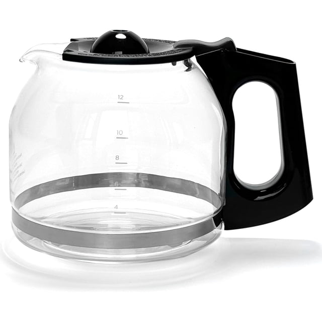 PLD12-RB, PLD12, PLD12-NP 12-Cup Glass Replacement Carafe for Mr. Coffee Machine Models, Black Handle with Extra Lid, SEX007