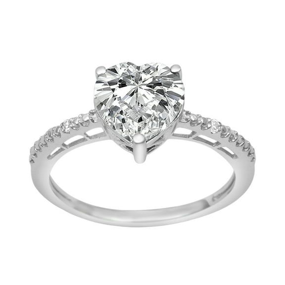 8 MM Heart Shape White CZ 925 Sterling Silver Solitaire Women Valentines Day Gifts Ring