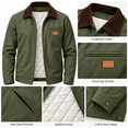 thumbnail image 3 of Men's Full Zip Jackets Fashion Patchwork Lapel Collar Coat Fall Long Sleeve No Hood Outerwear with Zip Pockets, 3 of 8