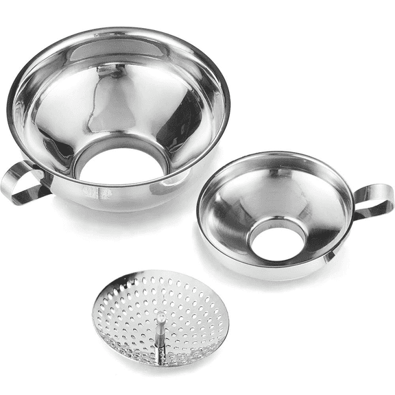 3 Pack Stainless Steel Canning Funnel with Removable Strainer for Wide and Regular Mouth Mason Jars - Wide-Mouth Kitchen Funnels Kit for Liquid, Powder, Jam