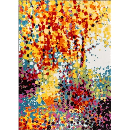 Bright Area Rugs Well Woven Viva Partridge Modern Abstract Paint Splash Multi 5'3