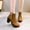 Brown, variant on TAIAOJING Women's Lug Combat Boots Shoes Thick High Heel Boots Leather Boots Thick Heel Boots Breathable Round Toe Short Boots