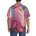 thumbnail image 3 of Sikiie Pink Parrot Tropical Blossoms Men's Cuban Shirt, Hawaiian Shirts, Business Casual Button Down Shirts, Short Sleeve Shirt-Small, 3 of 5