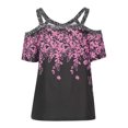 thumbnail image 4 of Moda mujer verano cuello en V manga corta estampado Caims camiseta blusa Sexy Fridja  hjk4511, 4 of 6
