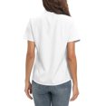 thumbnail image 4 of Womens Button Down V Neck Shirts Short Sleeve Office Casual Business Plain Blouses Tops, 4 of 9