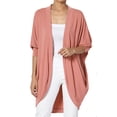 thumbnail image 1 of TheMoogan Women's Cocoon Draped Jersey Knit 3/4 Sleeve Oversized Open Front Cardigan, 1 of 7
