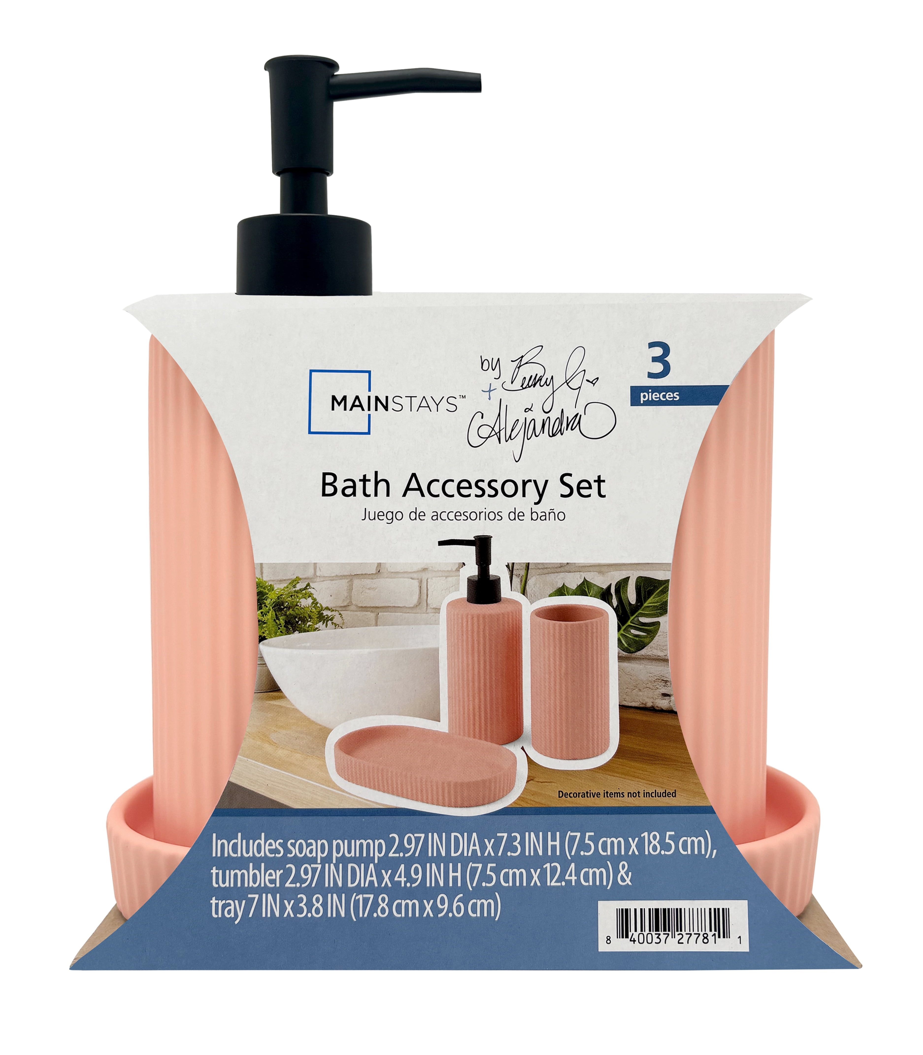Mainstays By Becky G. & Alejandra 3-Piece Bath Accessory Set, Coral