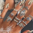 thumbnail image 2 of Juego de 12 anillos vintage para nudillos para mujer, apilables, midi, 2 of 5