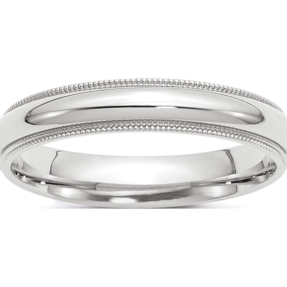 10K White Gold 10Kw 4mm Milgrain Comfort Fit Band Size 4 Made In United States 1wmc040-4