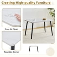 thumbnail image 6 of Hi loPres 47" White Modern Rectangular Dining Table for Apartments, Faux Marble Tempered Glass Top Kitchen Desk with Stable Black Metal Legs, Minimalist Style, 6 of 7