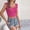 Hot Pink, variant on Going Out Sleeveless Half Shirts for Women Solid Color Summer Casual Square Neck Loose Cropped T-Shirts Khaki