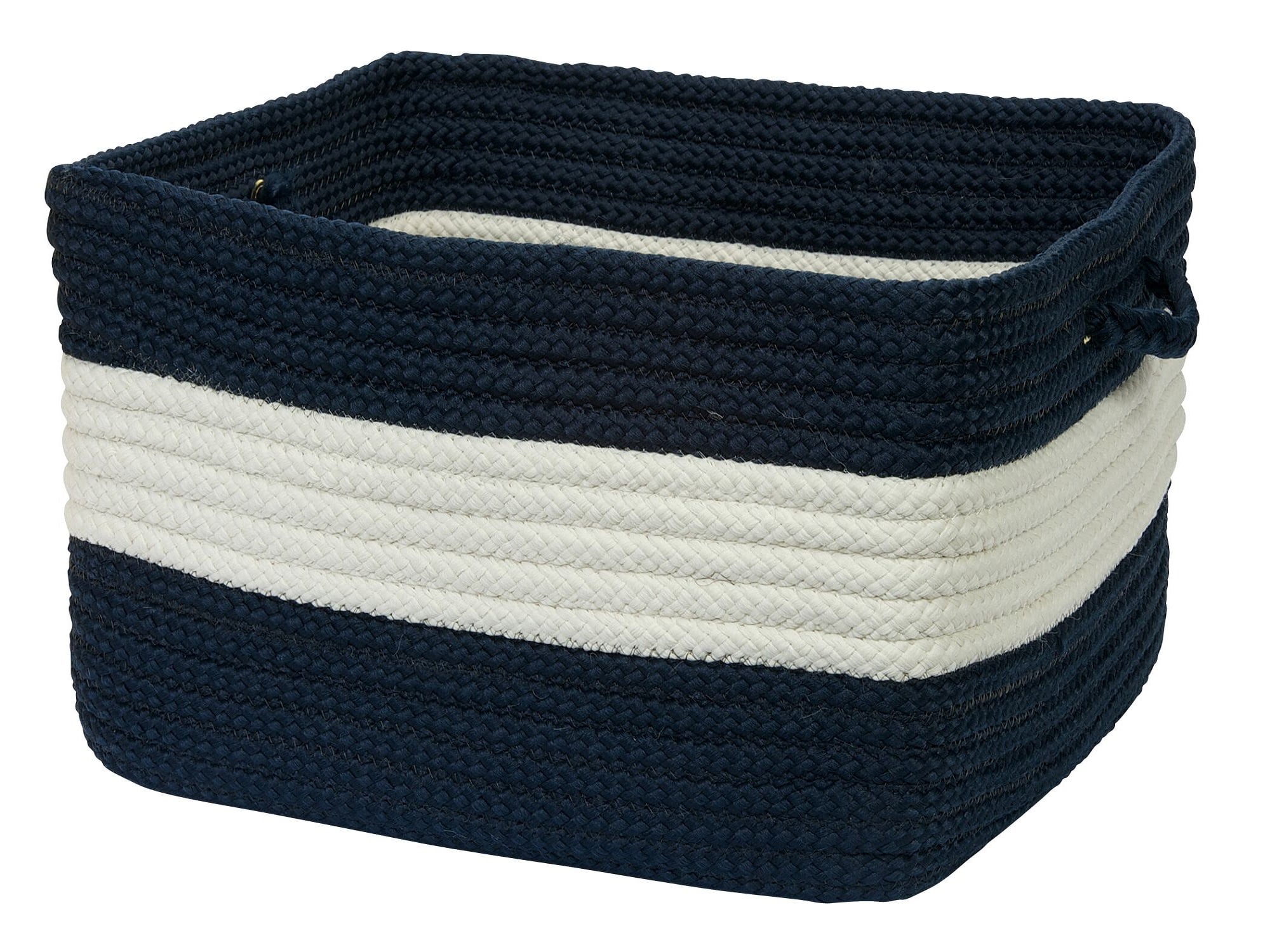 14" Navy Blue Coastal Square Braided Storage Basket