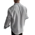 thumbnail image 3 of Lmueinov Striped Long Sleeve Shirts for Men Plus Size Button Mock Neck Loose Fit Tops Office Vacation Casual Vacation Outfits, 3 of 4