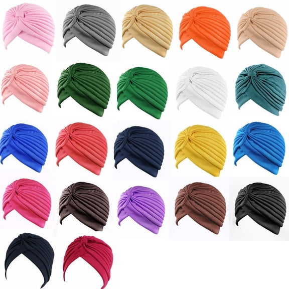 22 Pieces Women Chemo Turban Cap, African Pre Tied Bonnet Hair Wrap for Sleeping Flower Knit Beanie Cap