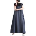 thumbnail image 5 of Joernso Women's Denim Overall Dress Loose Sleeveless Boho Jean Jumper Dress with Pockets Wide Hem Pinafore Dress with Adjustable Strap, 5 of 8