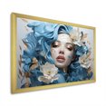 thumbnail image 2 of Designart "Abstract Woman with Flowers in Blue and Beige III" Fashion Framed Wall Art Decor - Glam Blue Fashion Woman Entryway Framed Wall Art Print, 2 of 6