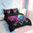 thumbnail image 2 of Homewish Watercolor Ink Painting 7-Piece Bedding Comforter Set,Rugby Football Sport King Bedding Sets,Cyan Pink Black Bed Sheets For Teens,Microfiber Bedroom Decor Reversible, 2 of 8