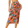 thumbnail image 1 of Fala medpierfloral tropical con abertuen parte delantefruncide verano pamujer rojo XS, 1 of 6