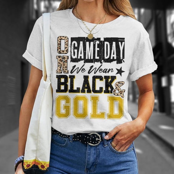 On Gameday Football We Wear Black And Gold School Spirit TShirt