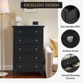 thumbnail image 6 of Memoryfield Wood 5-Drawer Tall Dresser, 48 in Chest of Drawers with Metal Handles, Storage for Bedroom, Living Room, Black, 6 of 7