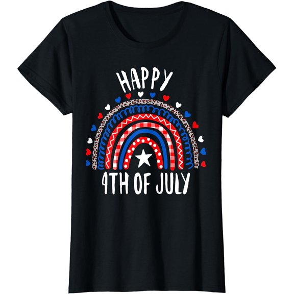 American Flag Rainbow Happy 4th Of July USA T-Shirt